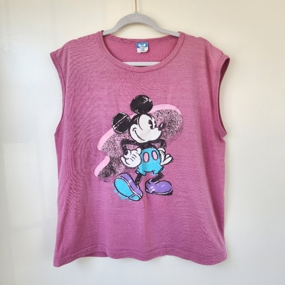 Vintage 80s Mickey Mouse Disney Single Stitch Sleeveless Shirt XL - Picture 1 of 6